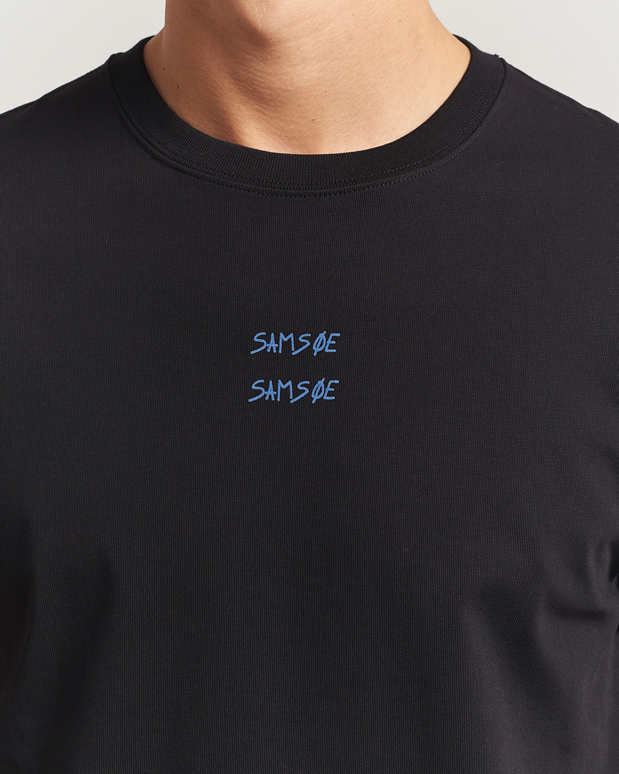 Herre | T-Shirts | Samsøe Samsøe | Cards Printed Crew Neck T-Shirt Black