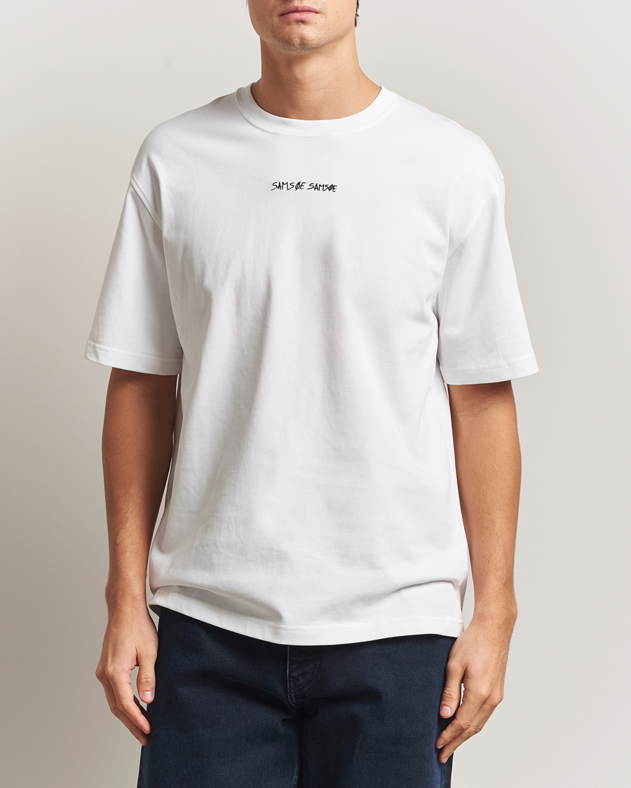 Herre | T-Shirts | Samsøe Samsøe | Dinner Printed Crew Neck T-Shirt White