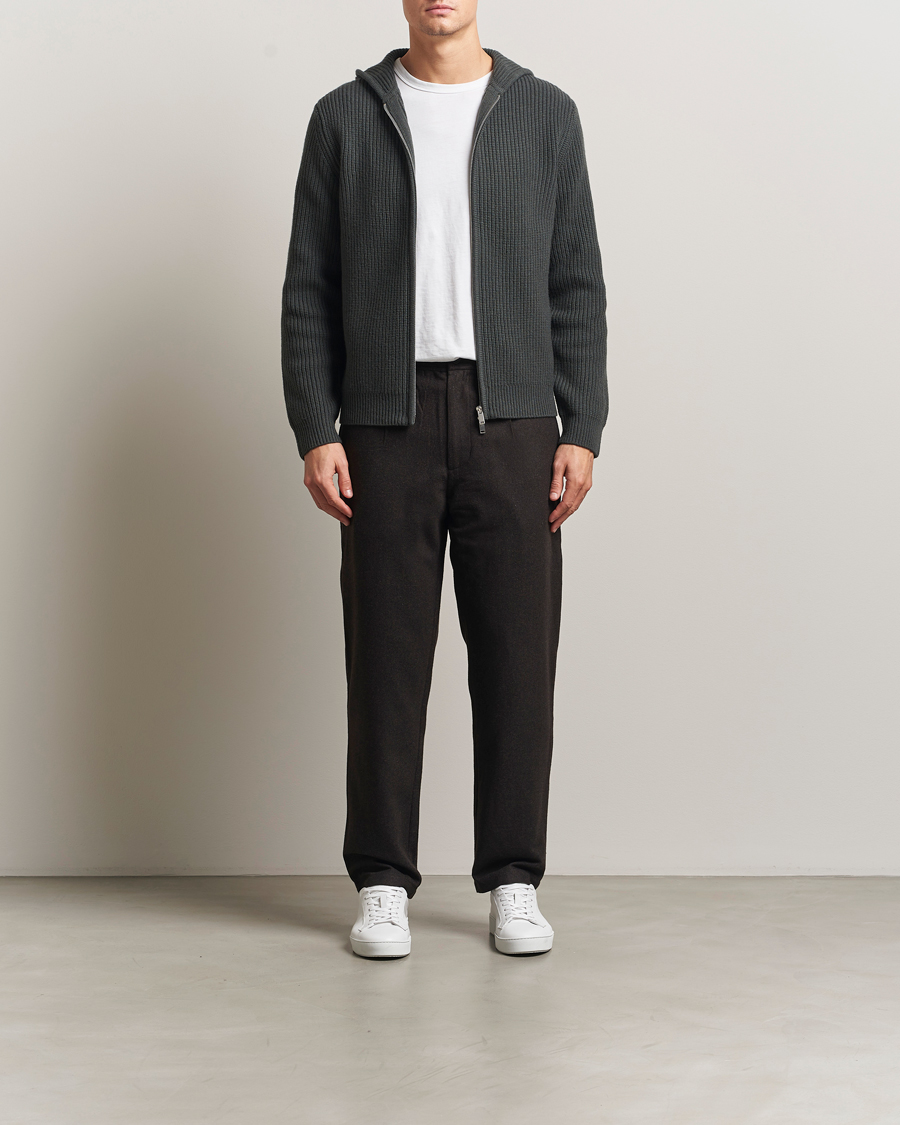 Herre | Bukser | Samsøe Samsøe | Bertil Flannel Drawstring Trousers Black Coffee Melange