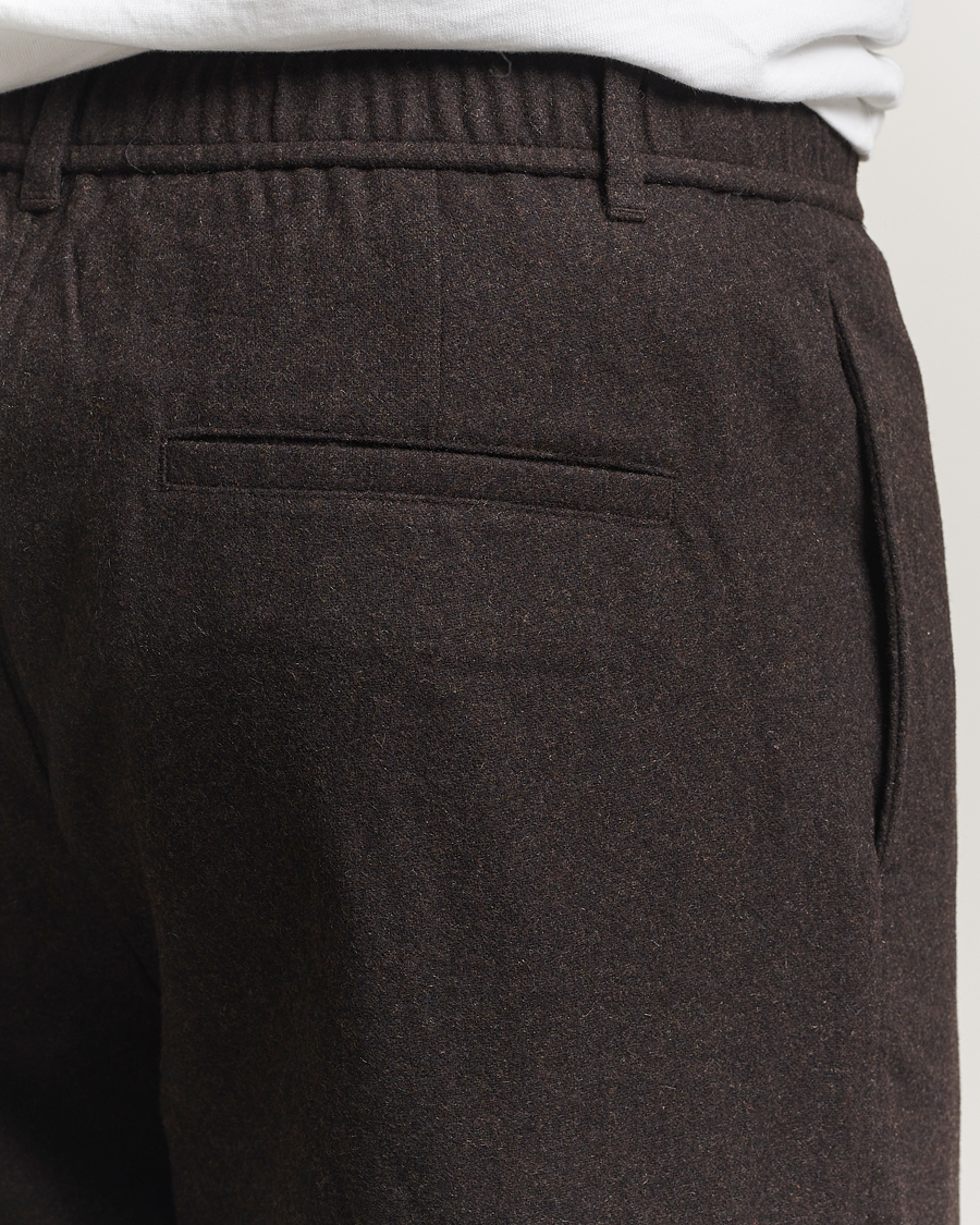 Herre | Bukser | Samsøe Samsøe | Bertil Flannel Drawstring Trousers Black Coffee Melange