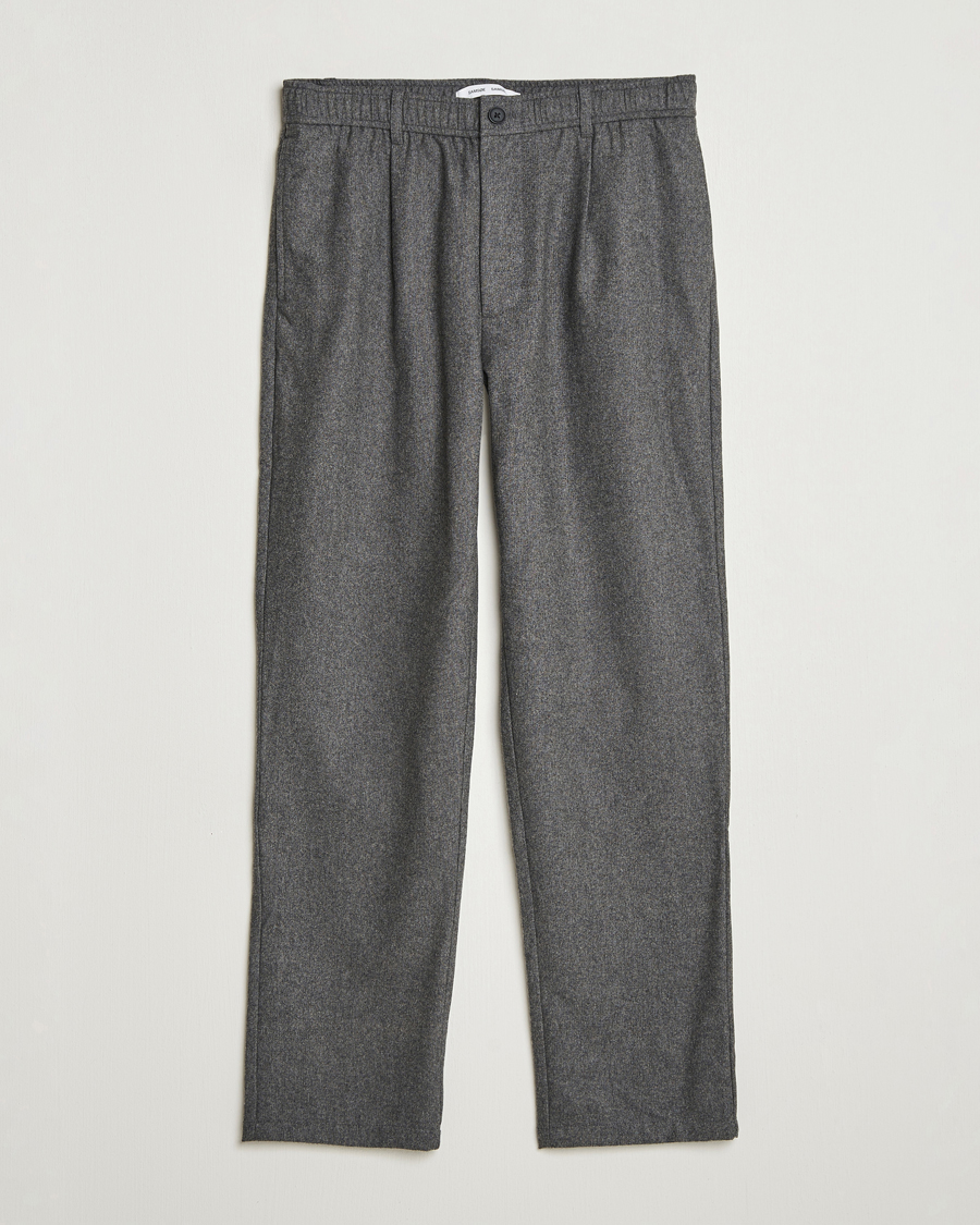 Herre | Bukser | Samsøe Samsøe | Bertil Flannel Drawstring Trousers Dark Grey Melange