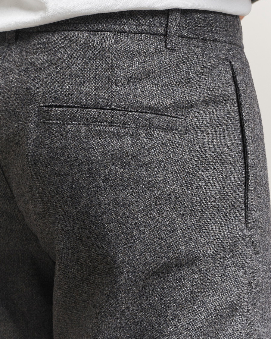Herre | Bukser | Samsøe Samsøe | Bertil Flannel Drawstring Trousers Dark Grey Melange