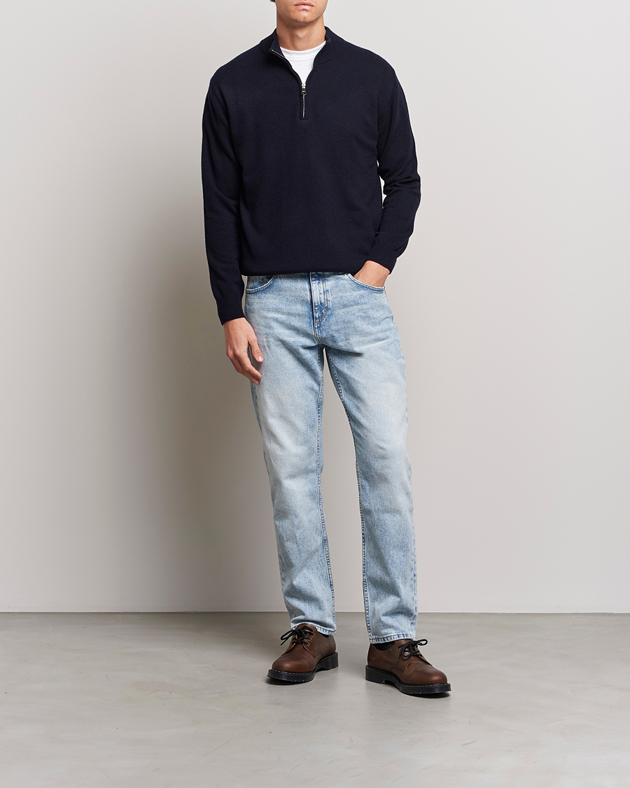 Herre | Gensere | Oscar Jacobson | Patton Wool Half-Zip Navy