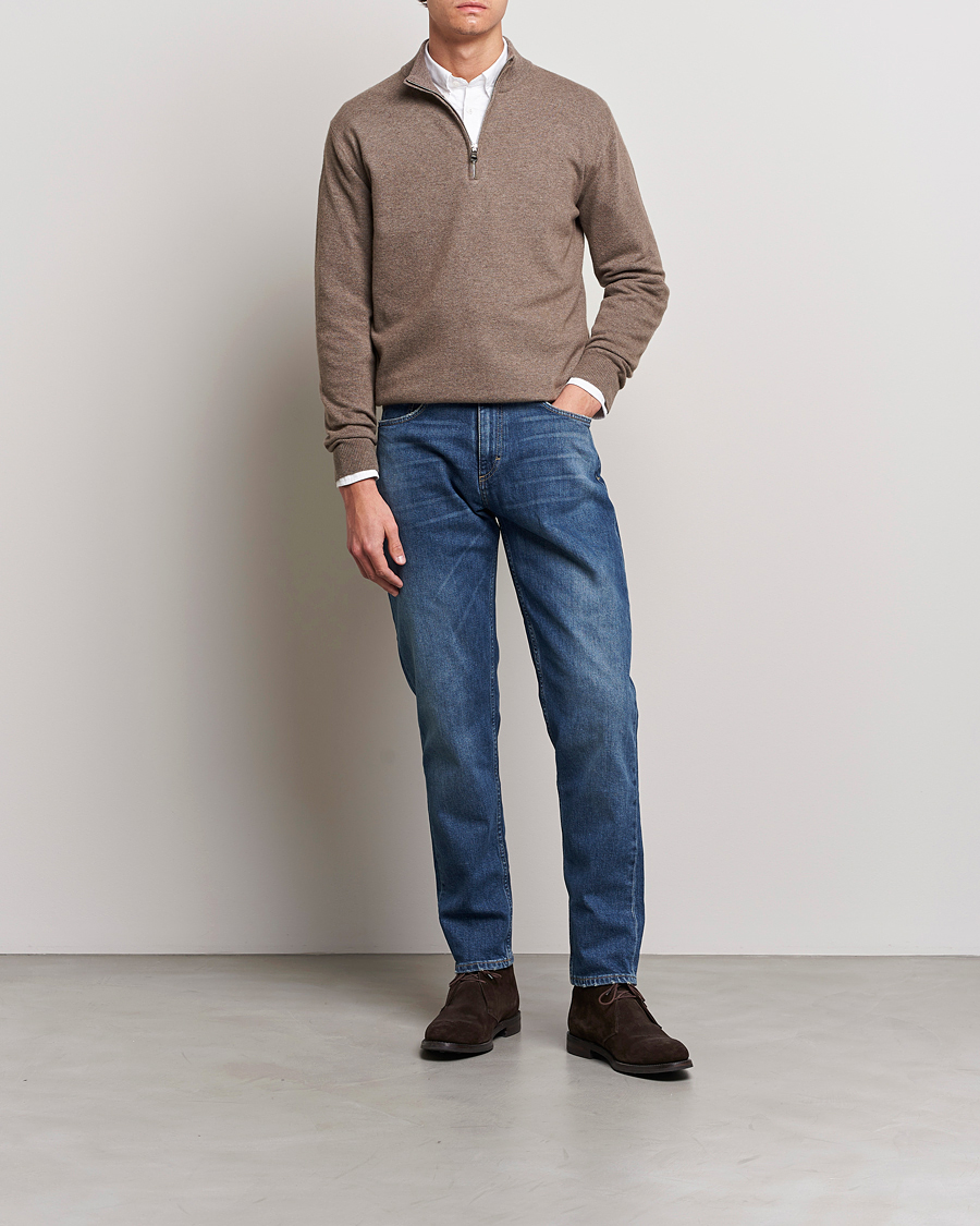 Herre | Gensere | Oscar Jacobson | Patton Wool Half-Zip Beige