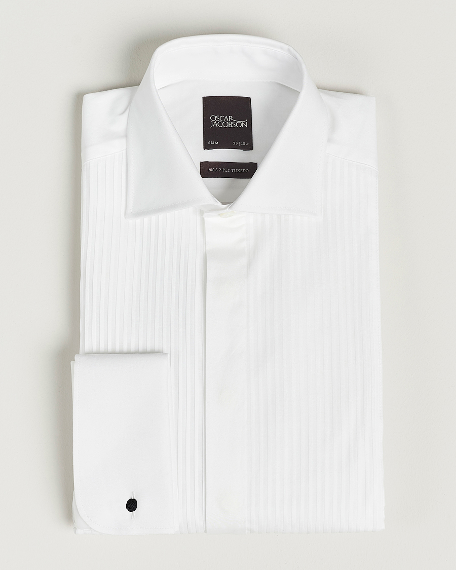 Herre | Skjorter | Oscar Jacobson | Slim Fit Cut Away Tuxedo Double Cuff White