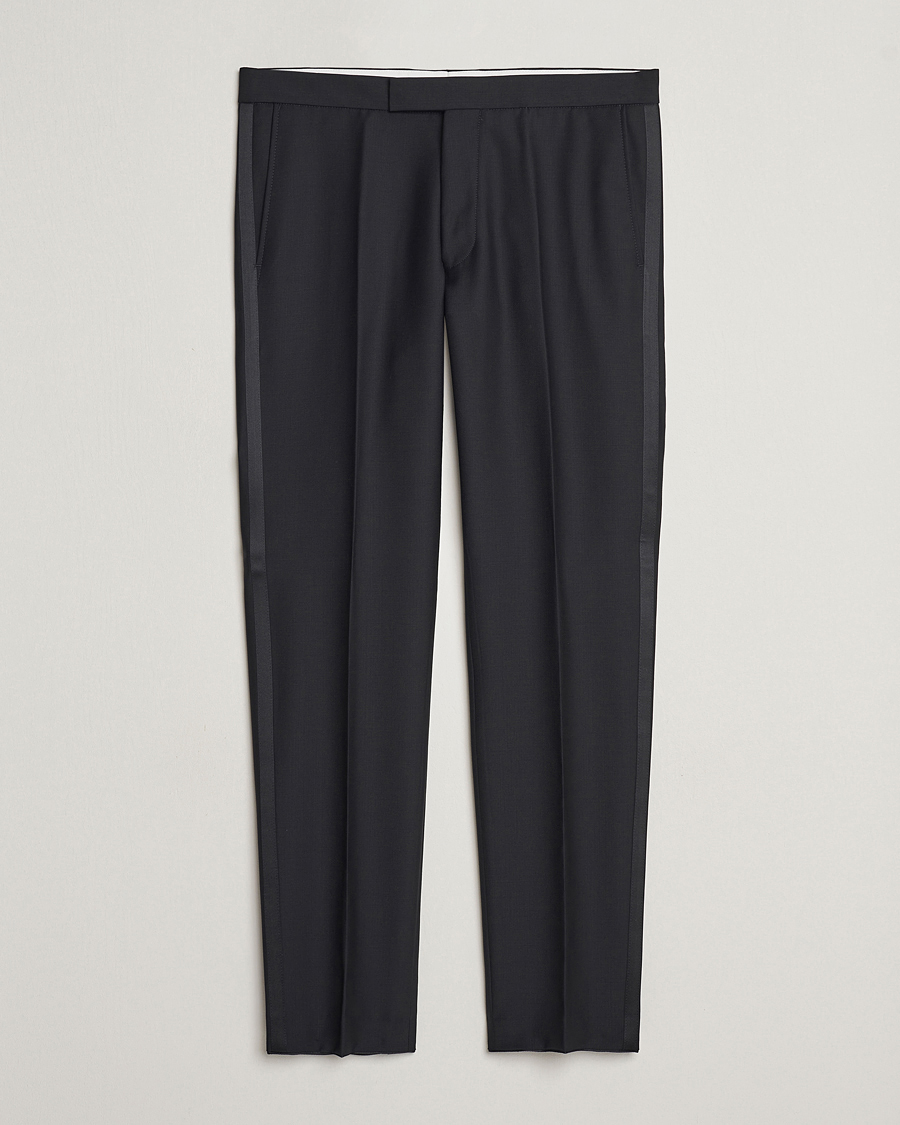 Herre | Bukser | Oscar Jacobson | Denz Wool Tuxedo Trousers Black