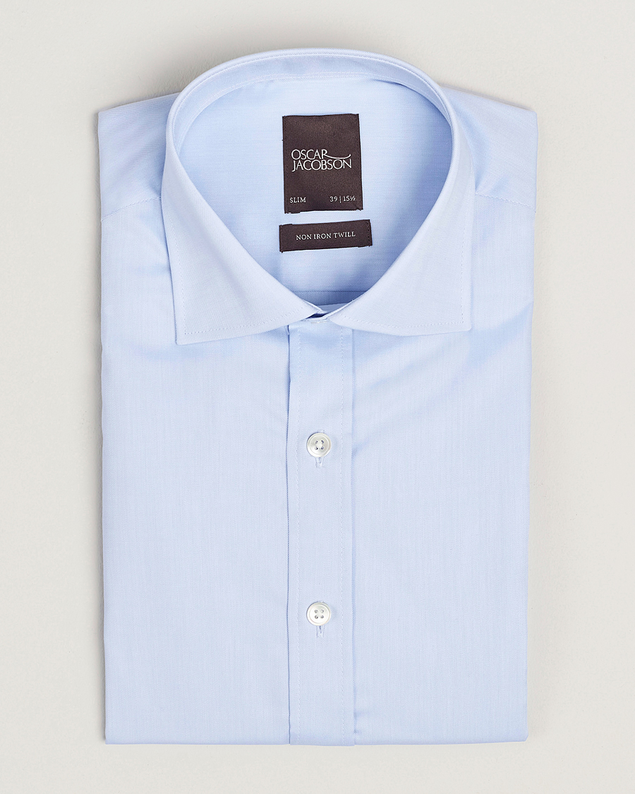 Herre | Skjorter | Oscar Jacobson | Slim Fit Cut Away Non Iron Twill Light Blue