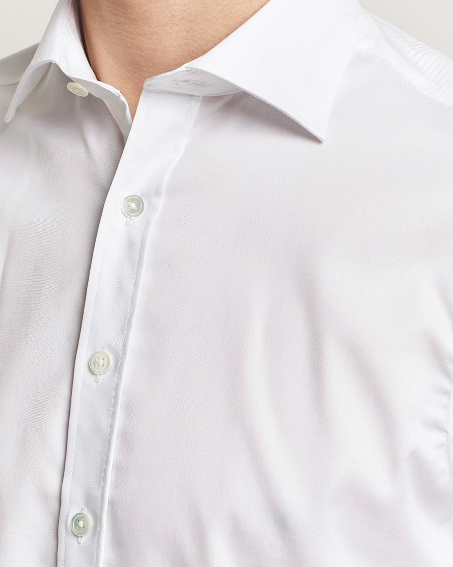 Herre | Skjorter | Oscar Jacobson | Slim Fit Cut Away Non Iron Twill White