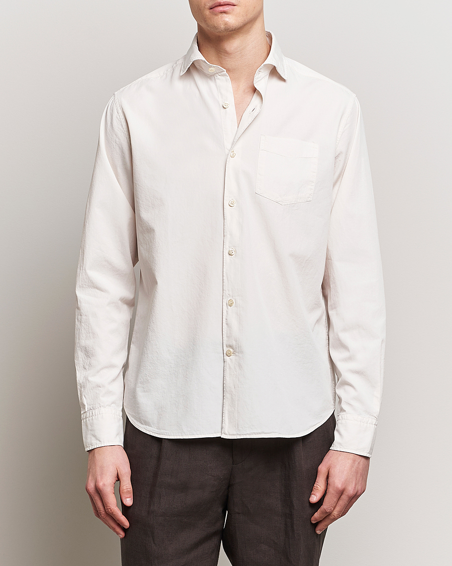 Herre | Skjorter | Oscar Jacobson | Reg Fit Wide Spread Collar Twill Ecru White