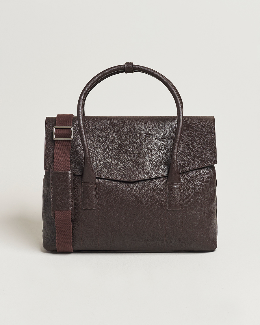 Herre | Vesker | Oscar Jacobson | Overnight Leather Bag Dark Mud Brown