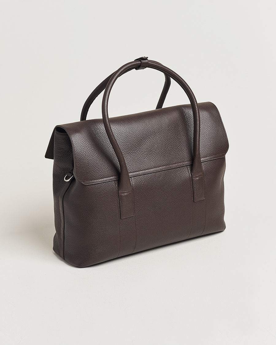 Herre | Vesker | Oscar Jacobson | Overnight Leather Bag Dark Mud Brown
