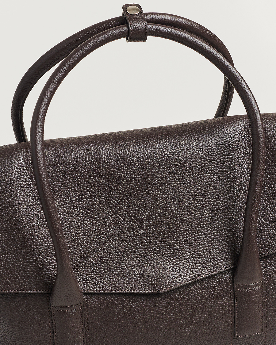 Herre | Vesker | Oscar Jacobson | Overnight Leather Bag Dark Mud Brown
