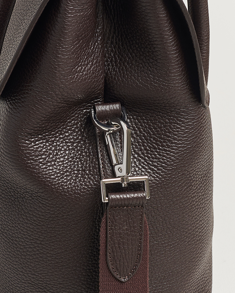 Herre | Vesker | Oscar Jacobson | Overnight Leather Bag Dark Mud Brown