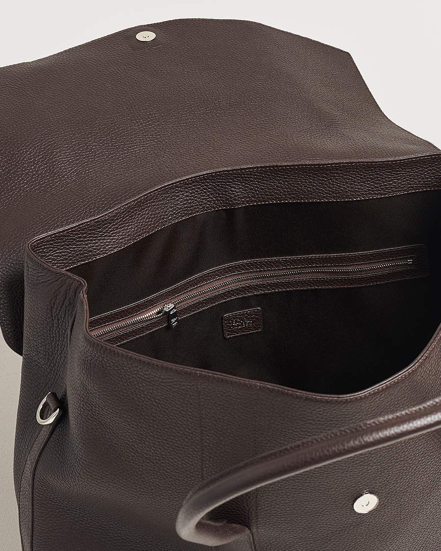 Herre | Vesker | Oscar Jacobson | Overnight Leather Bag Dark Mud Brown