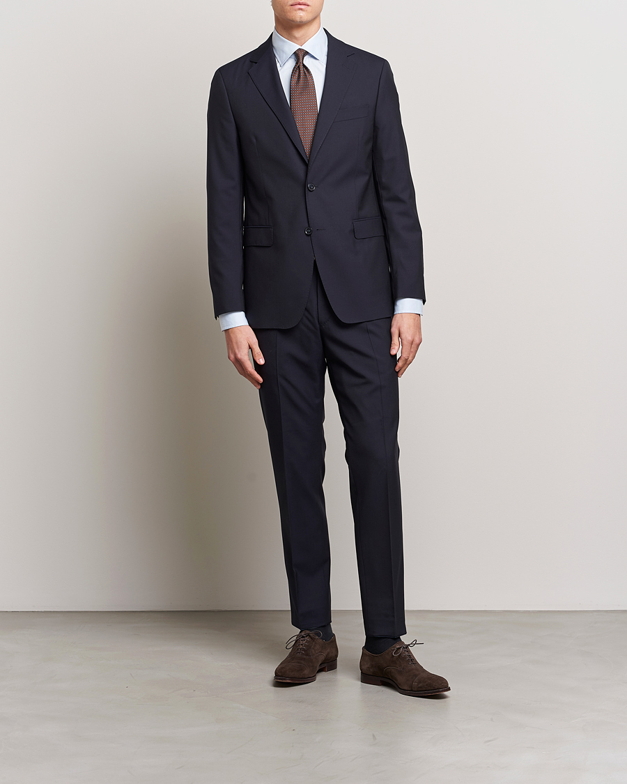 Herre | Bukser | Oscar Jacobson | Denz Wool Trousers Navy
