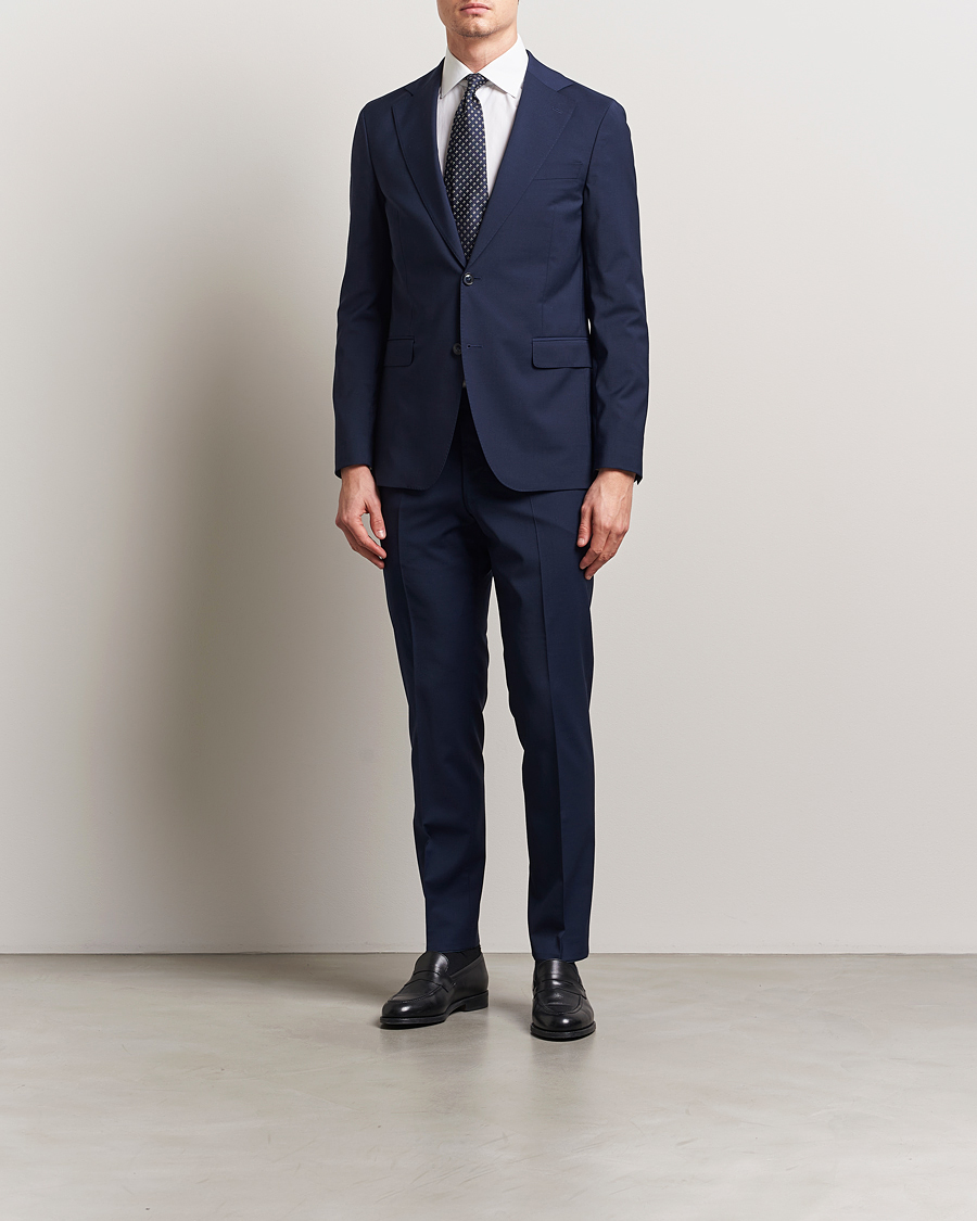 Herre | Bukser | Oscar Jacobson | Denz Wool Blend Trousers Navy