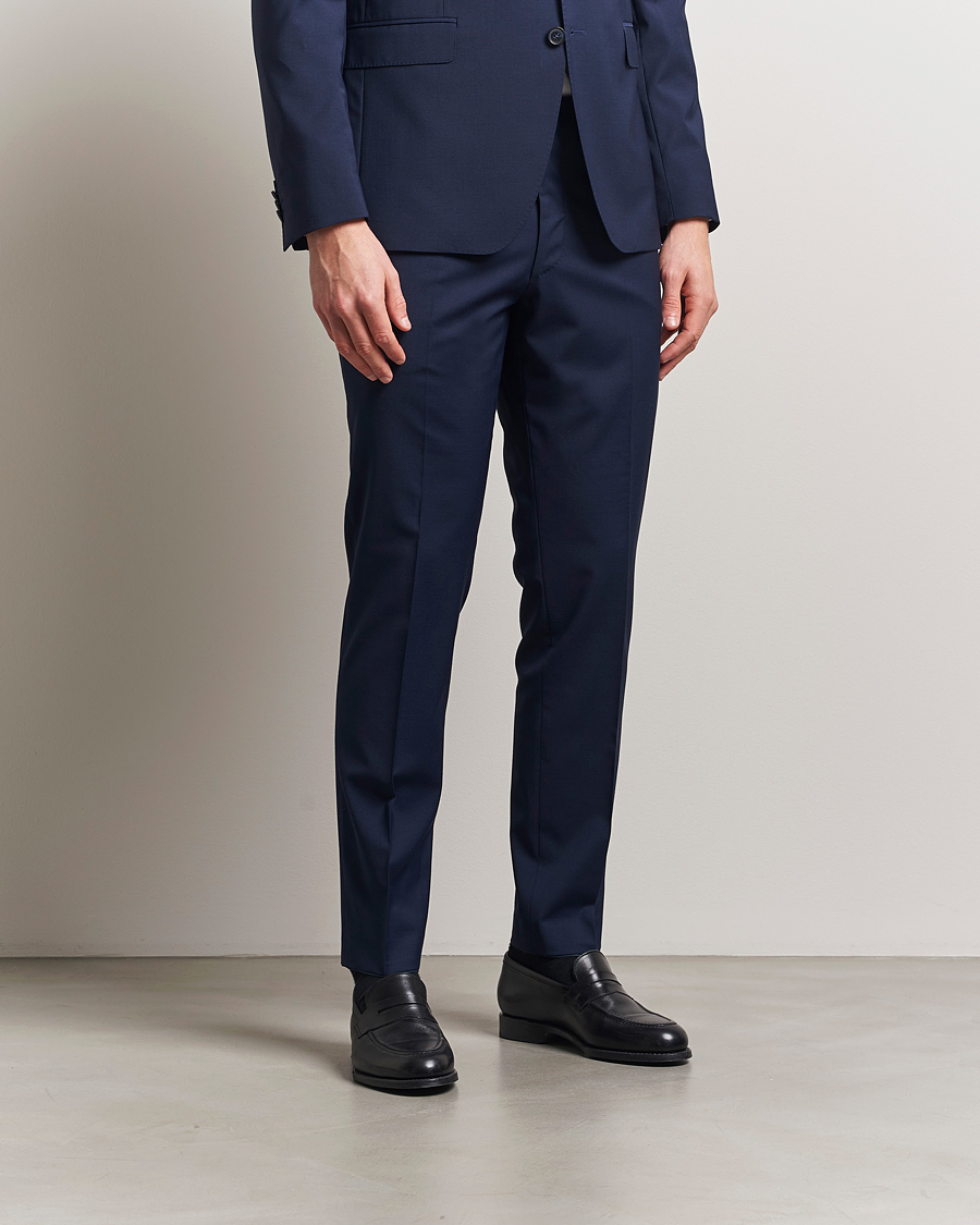 Herre | Bukser | Oscar Jacobson | Denz Wool Blend Trousers Navy