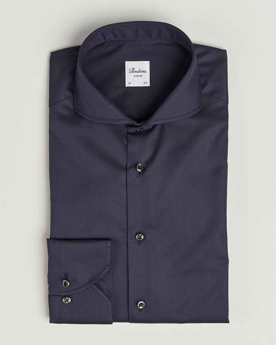 Herre | Skjorter | Stenströms | Slimline Extreme Cut Away Shirt Navy