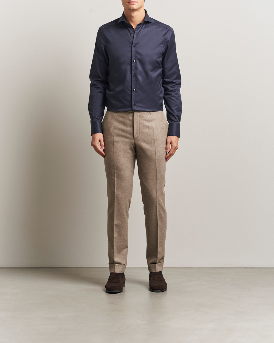 Herre | Skjorter | Stenströms | Slimline Extreme Cut Away Shirt Navy