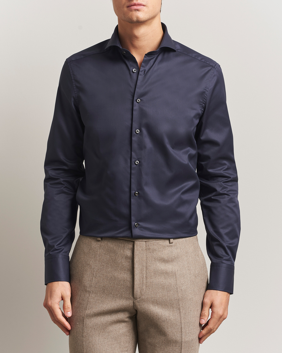 Herre | Skjorter | Stenströms | Slimline Extreme Cut Away Shirt Navy