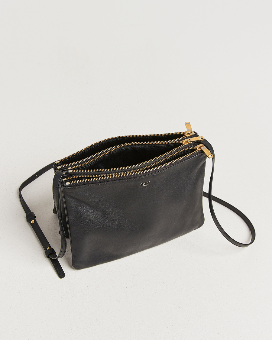 Herre | Pre-Owned & Vintage Bags | Celine Pre-Owned | Trio Bag Medium Leather Black
