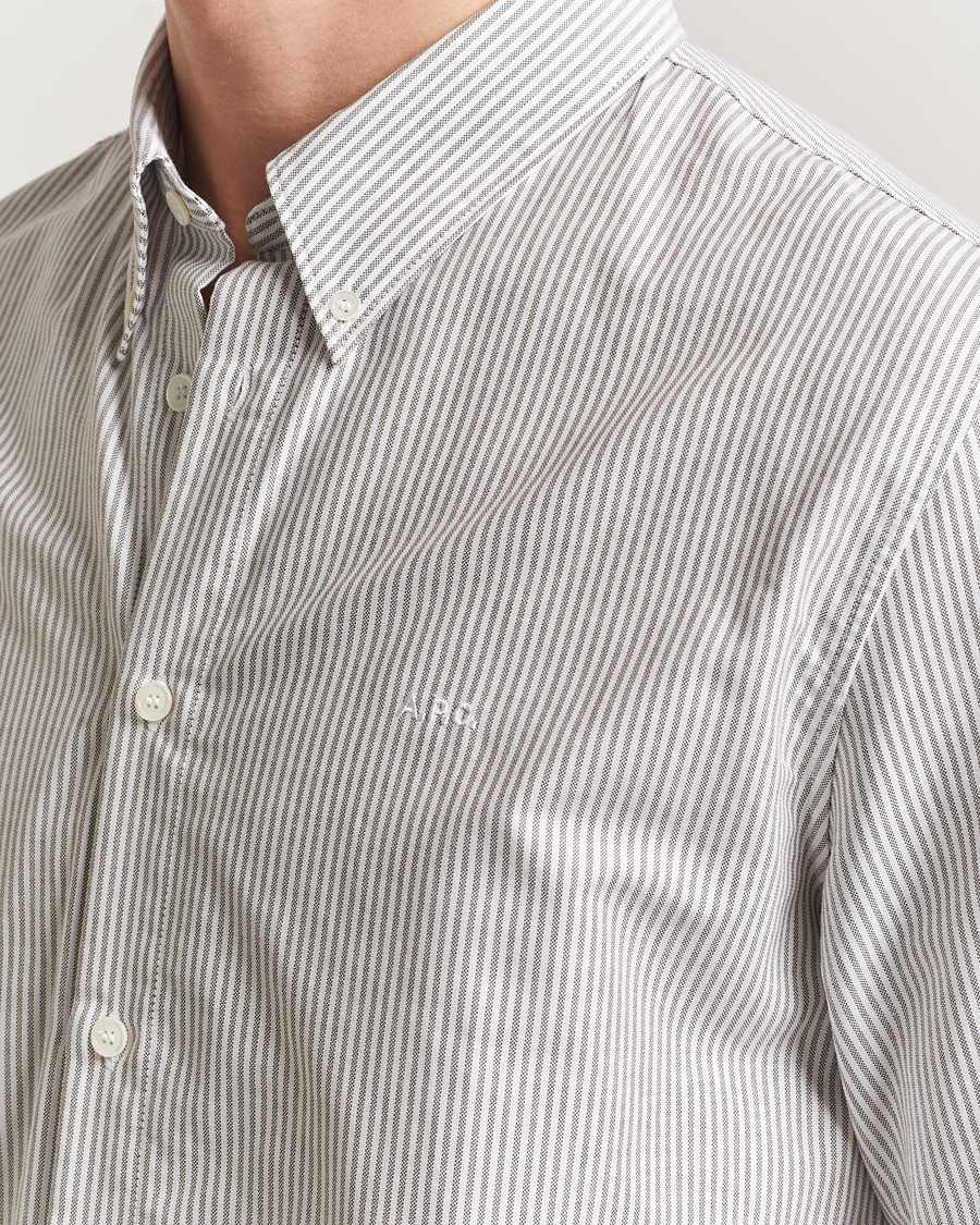 Herre | Skjorter | A.P.C. | Greg Striped Oxford Shirt Green/White