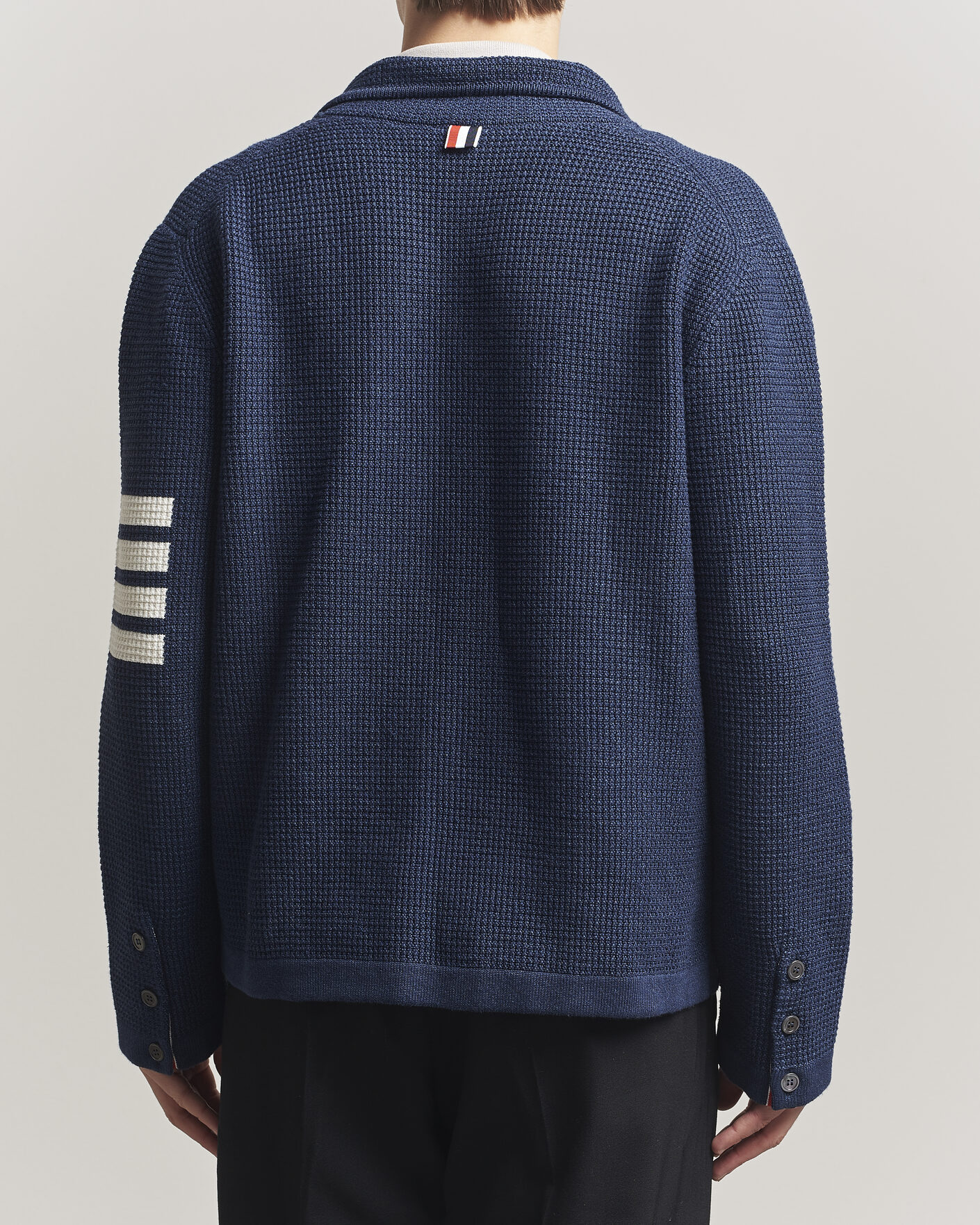 Herre | Gensere | Thom Browne | Textured 4 Bar Cardigan Jacket Navy