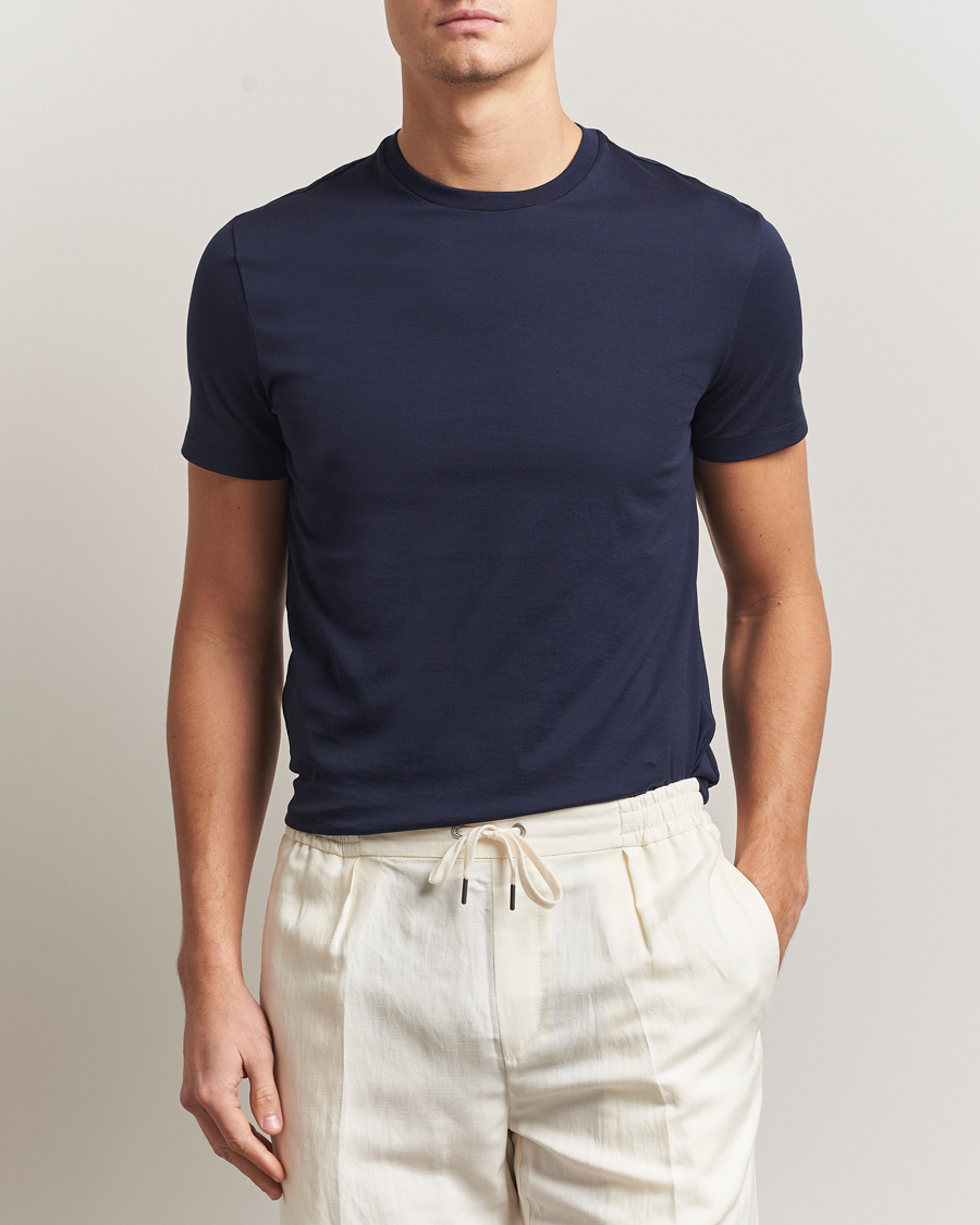 Herre | T-Shirts | Ralph Lauren Purple Label | Luxury Cotton T-Shirt Chairman Navy
