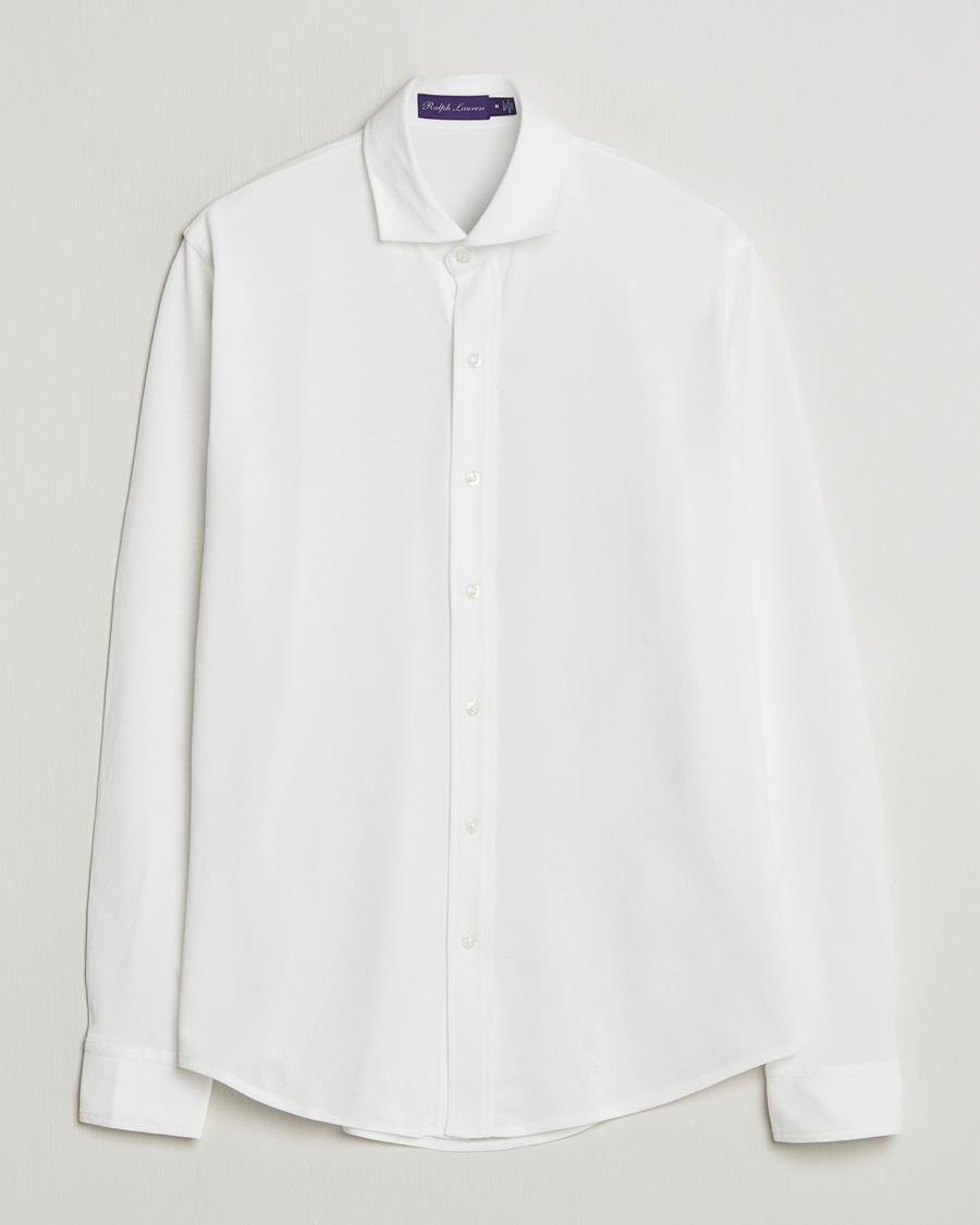 Herre | Skjorter | Ralph Lauren Purple Label | Washed Cotton Pique Shirt White
