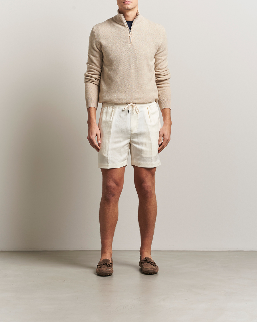 Herre | Gensere | Ralph Lauren Purple Label | Cashmere Birdseye Half Zip Beige