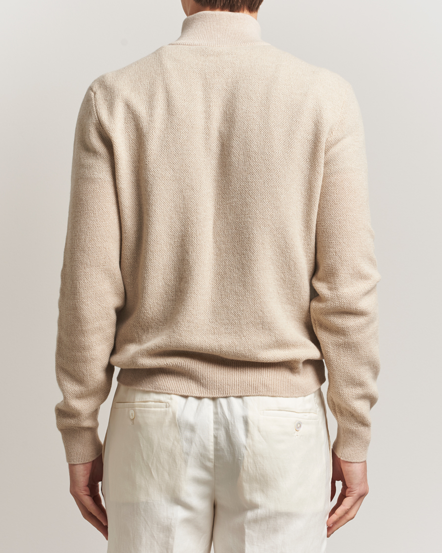 Herre | Gensere | Ralph Lauren Purple Label | Cashmere Birdseye Half Zip Beige