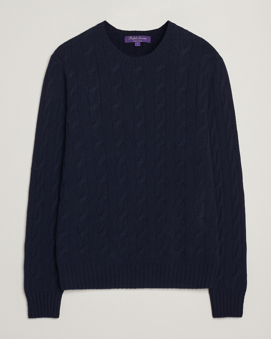Herre | Gensere | Ralph Lauren Purple Label | Cashmere Cable Sweater Chairman Navy