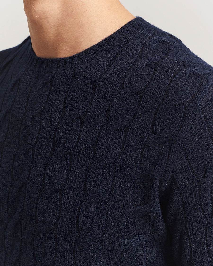 Herre | Gensere | Ralph Lauren Purple Label | Cashmere Cable Sweater Chairman Navy