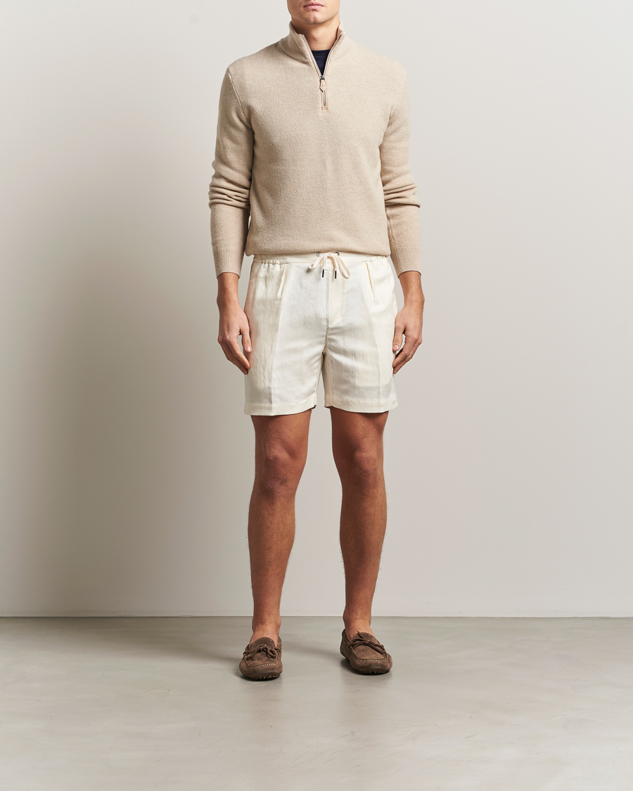 Herre | Shorts | Ralph Lauren Purple Label | Silk/Linen Drawstring Shorts Cream
