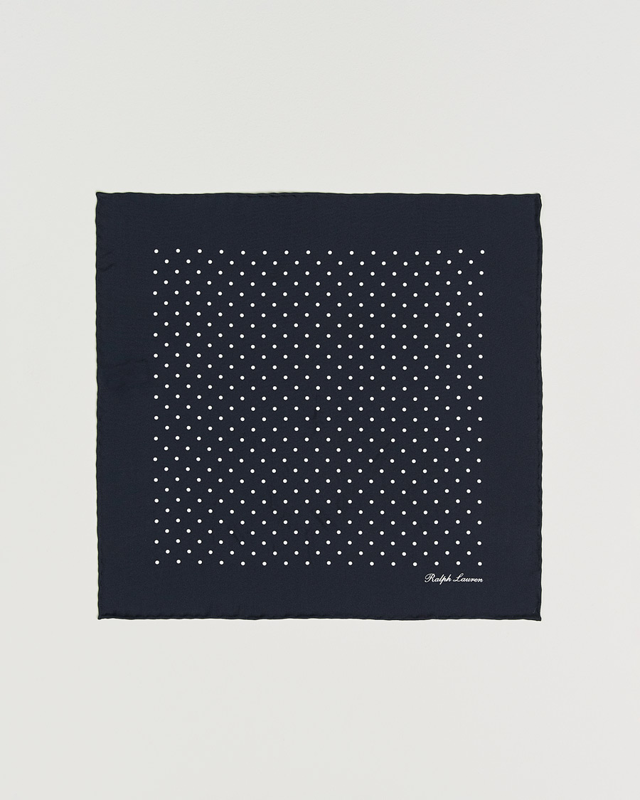 Herre | Lommetørklær | Ralph Lauren Purple Label | Silk Dotted Pocket Square Navy