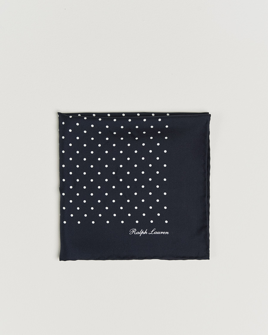 Herre | Lommetørklær | Ralph Lauren Purple Label | Silk Dotted Pocket Square Navy