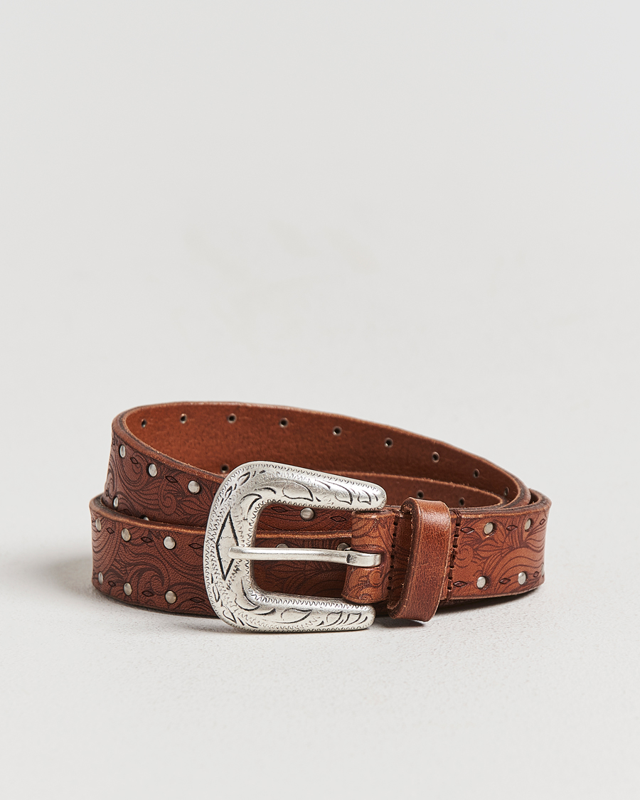 Herre | Belter | Anderson's | Stud Western 2,5cm Belt Brown