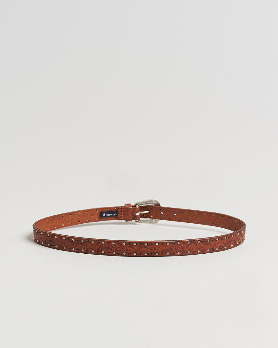 Herre | Belter | Anderson's | Stud Western 2,5cm Belt Brown