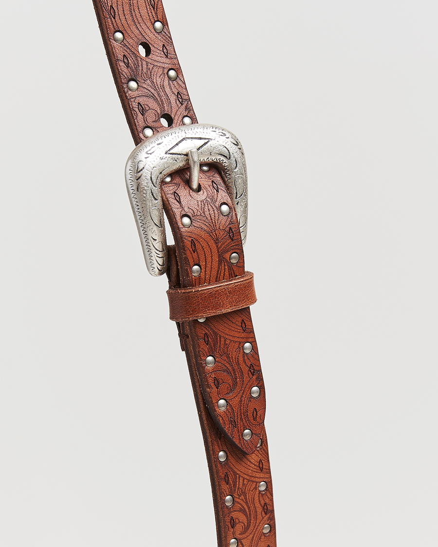 Herre | Belter | Anderson's | Stud Western 2,5cm Belt Brown