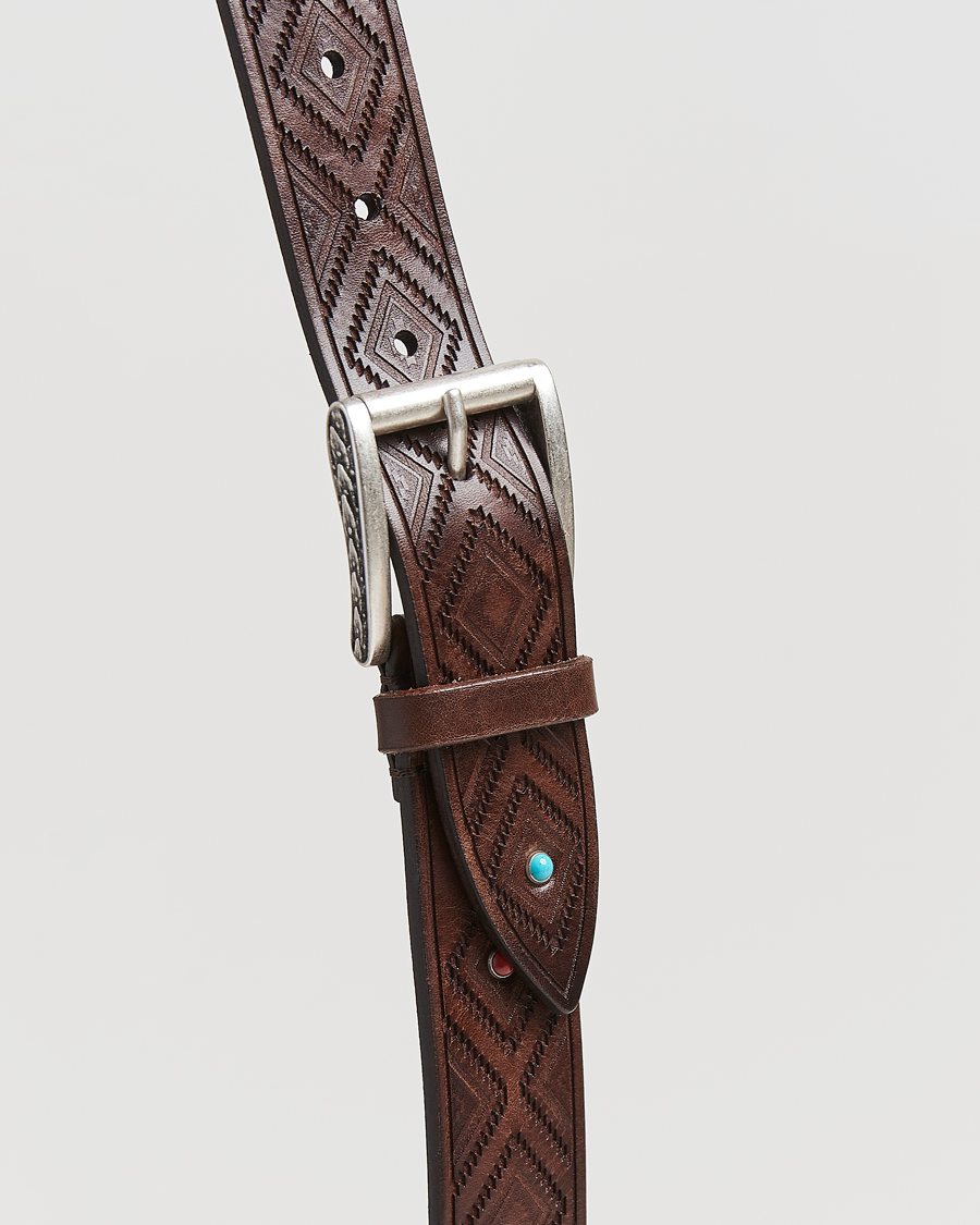 Herre | Belter | Anderson's | Diamond Pattern Western 3,5cm Belt Brown
