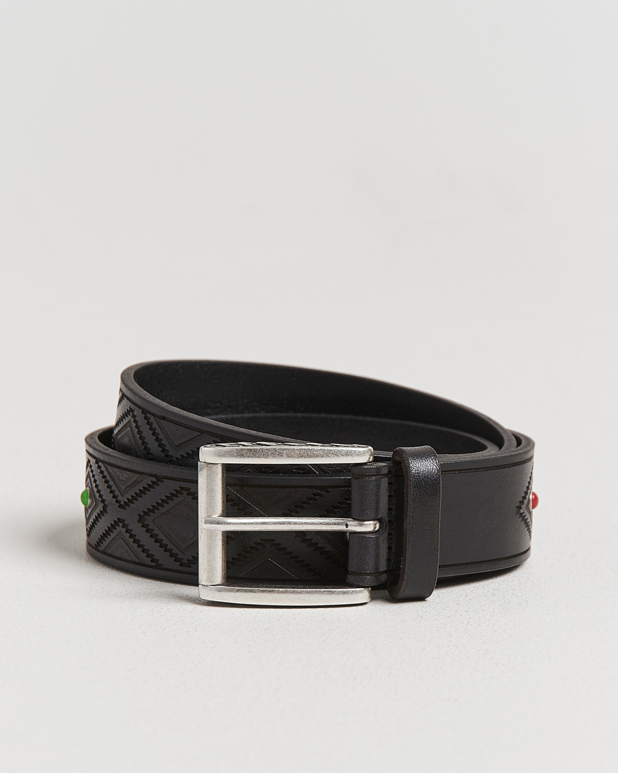 Herre | Belter | Anderson's | Diamond Pattern Western 3,5cm Belt Black