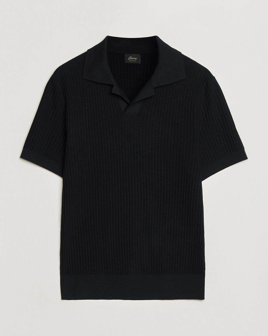 Herre | Gensere | Brioni | Knitted Rib Wool Polo Navy