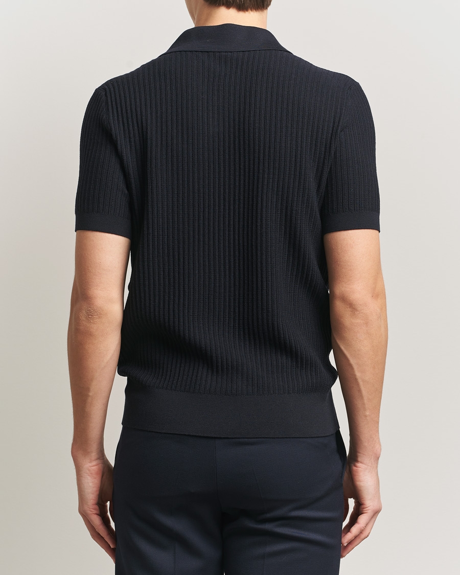 Herre | Gensere | Brioni | Knitted Rib Wool Polo Navy