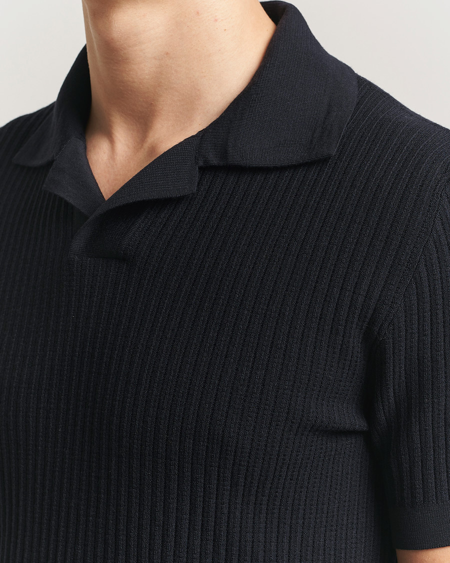 Herre | Gensere | Brioni | Knitted Rib Wool Polo Navy