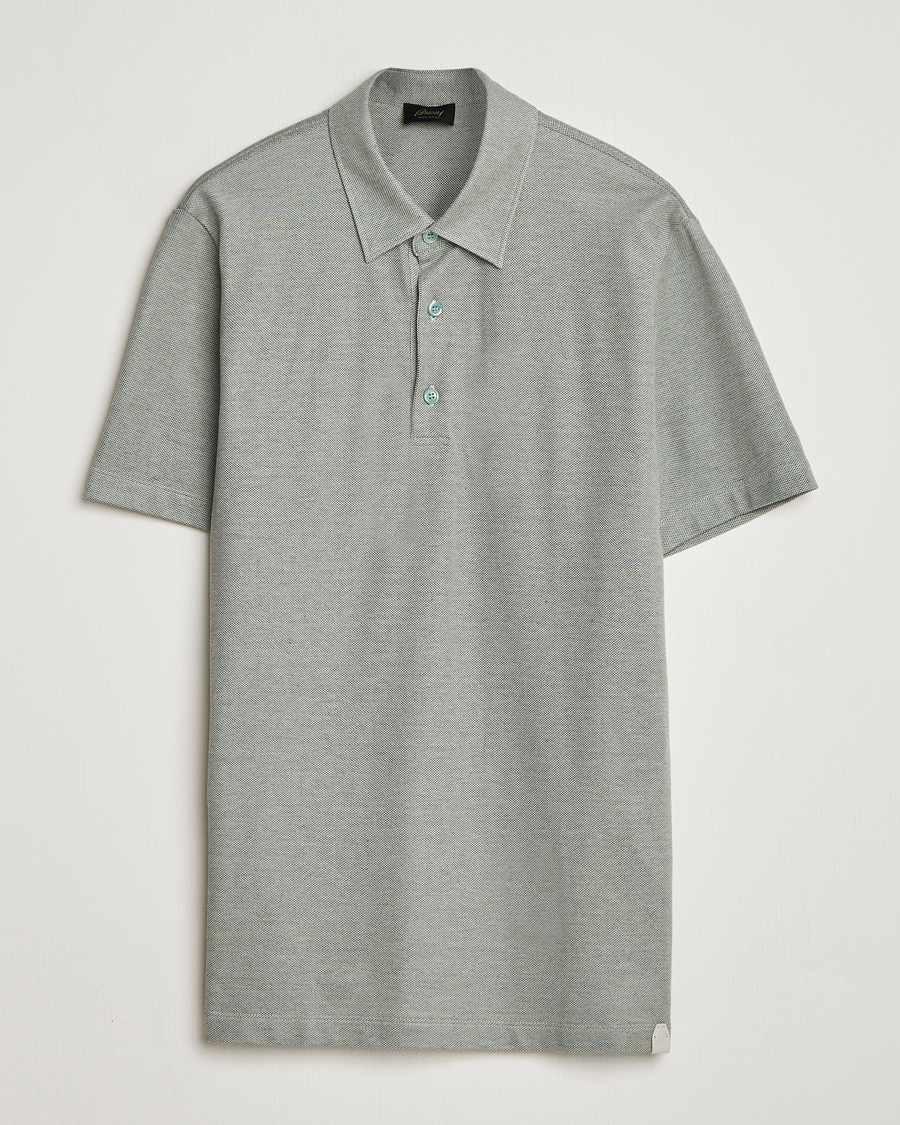 Herre | Pikéer | Brioni | Short Sleeve Cotton Piquet Polo Light Green