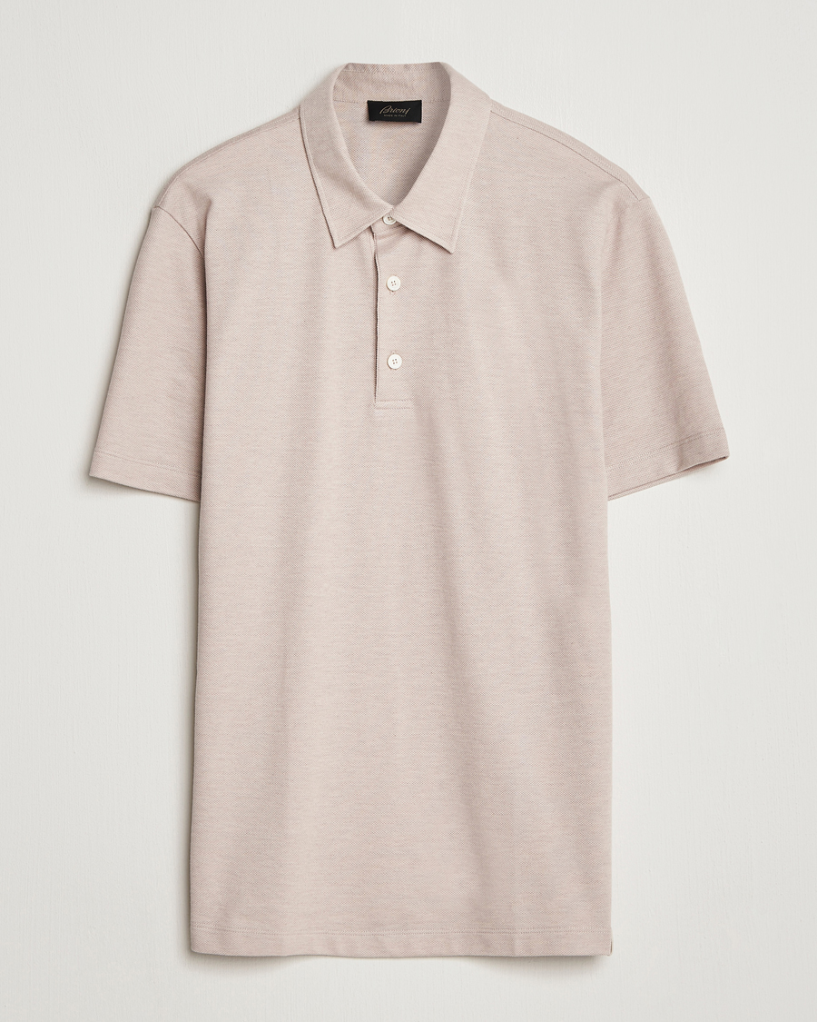 Herre | Pikéer | Brioni | Short Sleeve Cotton Piquet Polo Beige