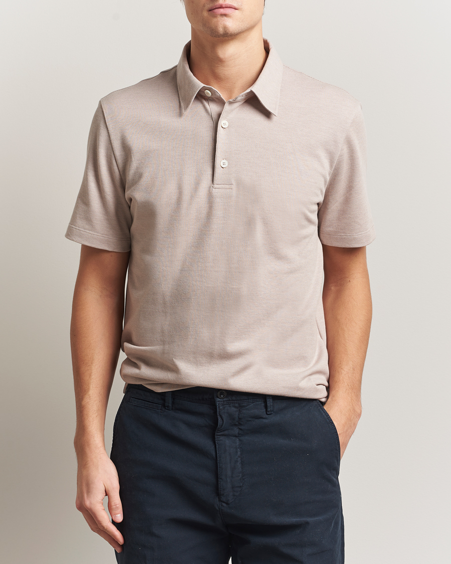 Herre | Pikéer | Brioni | Short Sleeve Cotton Piquet Polo Beige
