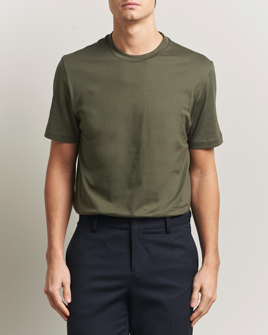 Herre | T-Shirts | Brioni | Short Sleeve Cotton T-Shirt Military
