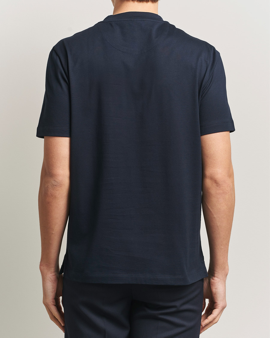 Herre | T-Shirts | Brioni | Short Sleeve Cotton T-Shirt Navy