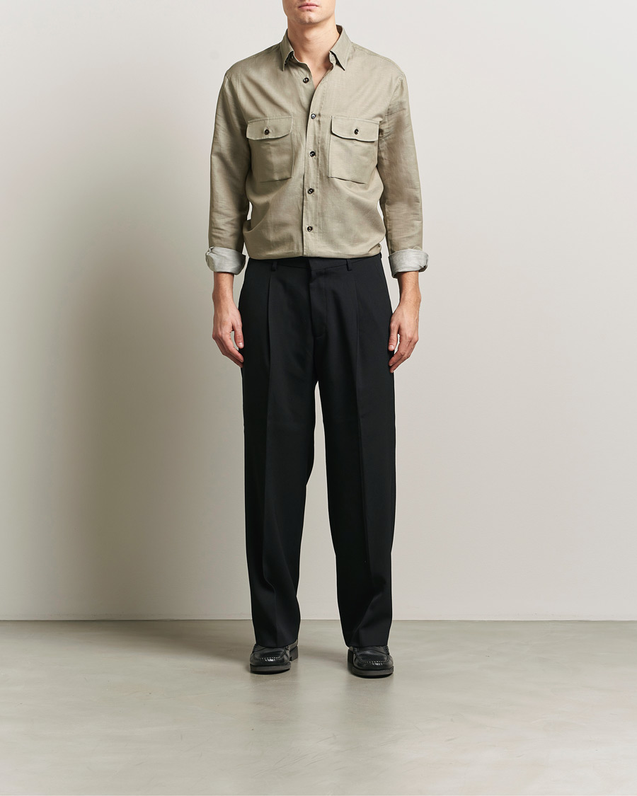 Herre | Skjorter | Brioni | Cotton/Linen Overshirt Olive